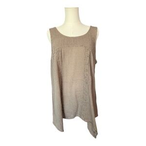 🆕 NWOT Sonoma women’s brown embroidered tank top | size L